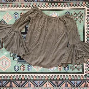 Puffy Quarter Sleeve 3/4 Blouse XS Army Green
